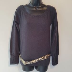 Gsus Dark Grey Sweater Tunic with Beading M